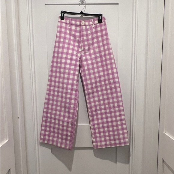 Sz Blockprints Pants - Women's lavender Gingham Wide-Leg Pants SZ Blockprint M